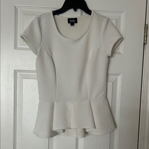 Bebe Cream Textured Peplum Blouse